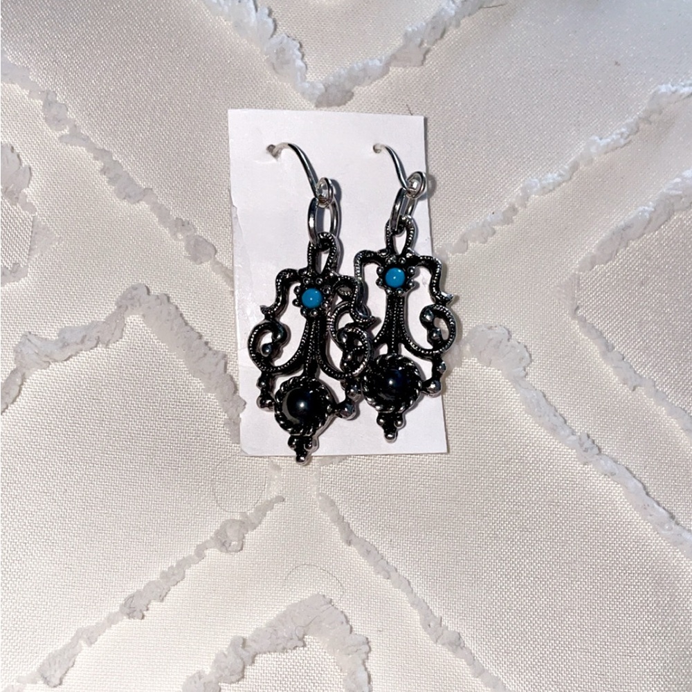 Elegant Black and Turquoise Earrings